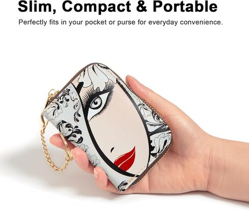 Credit Card Holder, RFID Blocking Wallet for Women Small Slim Leather Wallets with Keychain Zipper Business Cards Case (A Pink Romantic Flowers) in Kuwait