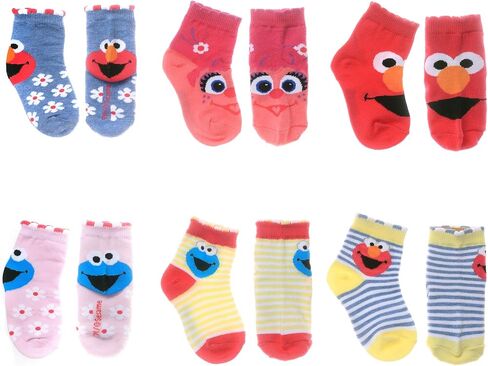 Sesame Street girls Sesame Street Quarter Socks, Chambray Heather (6 Pack), X-Small US in Saudi Arabia