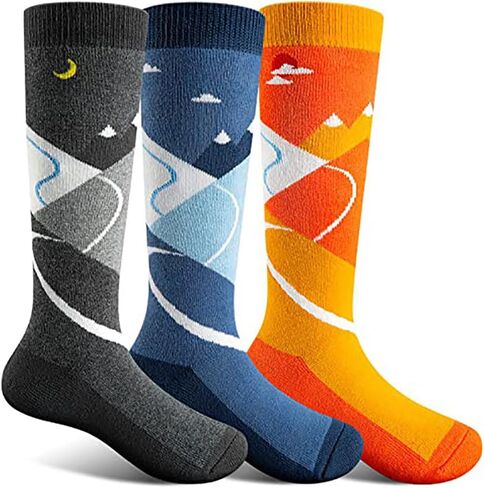 Kids Ski Socks 2 Pairs/3 Pairs Warm Snow Socks Non-Slip Cuff for Boys Girls Winter Skiing Snowboarding( in Kuwait