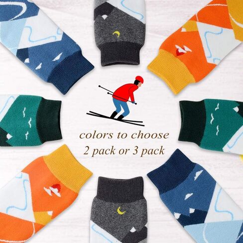 Kids Ski Socks 2 Pairs/3 Pairs Warm Snow Socks Non-Slip Cuff for Boys Girls Winter Skiing Snowboarding( in Kuwait