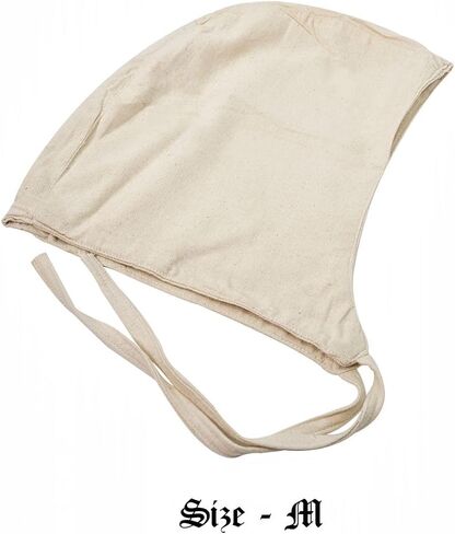 Mythrojan Chainmail Coif مع قبعة من قماش القطن | غطاء محرك السيارة البريدي من العصور الوسطى درع الفايكنج LARP مقاس 16 باللون الفضي والقرون الوسطى مقاس متوسط ​​قبعة قماشية خفيفة ناعمة وقوية 100% من القطن زي القرون الوسطى in Kuwait