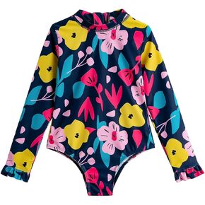 بدلة سباحة BIKINX للفتيات الصغيرات بسحاب قطعة واحدة للأطفال من Rash Guard ملابس سباحة لطيفة بأكمام طويلة in Kuwait