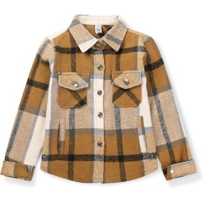 Girls Flannel Plaid Shacket Button Down Long Sleeve Casual Shirt Shackets Fall Jacket Clothes