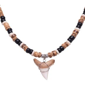 BlueRica Shark Tooth on Coconut Shell Beads Necklace (18" 3L) in Kuwait