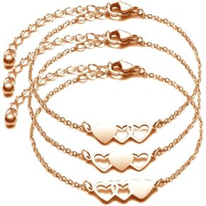JINGMARUO 3 Sisters Bracelets Best Friends Necklace for 3 Set of 3 Heart Bracelets 3 BFF 3 Bestie Long Distance Friendship Gift in Kuwait