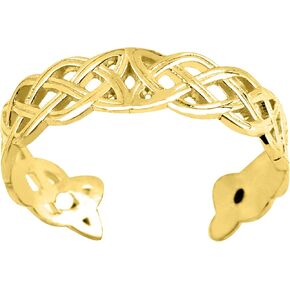 Jewelry Affairs 14K Yellow Gold Celtic Knot Weave Design Cuff Style Adjustable Toe Ring 4mm