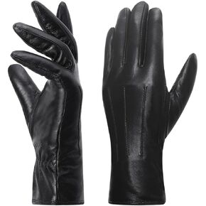 Harssidanzar Leather Gloves Women, Winter Warm Fleece Lining Touchscreen Texting Warm Driving Lambskin Leather Gloves GL018 in Saudi Arabia