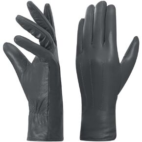 Harssidanzar Leather Gloves Women, Winter Warm Fleece Lining Touchscreen Texting Warm Driving Lambskin Leather Gloves GL018