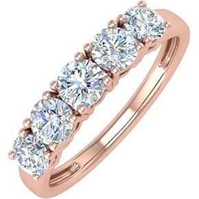 FINEROCK 1 Carat 5-Stone Diamond Wedding Band Ring in 14K Gold - IGI Certified in Kuwait