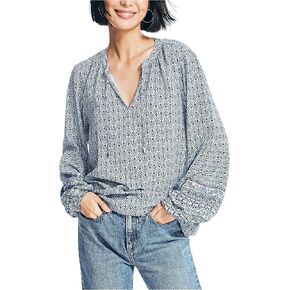 Nautica Women's Sustainably Crafted Printed Split-Neck Top in Saudi Arabia