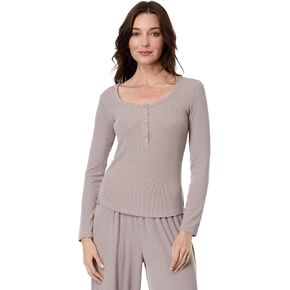 Barefoot Dreams Malibu Collection Women's Ultra Soft Rib Long Sleeve Henley in Saudi Arabia