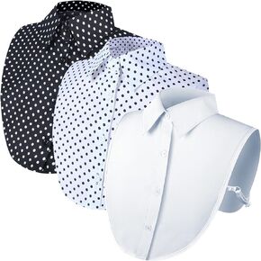 3 Pieces Fake Collar Detachable Collars Women's Half False Shirt Collar Dickey Tops Collar for Women