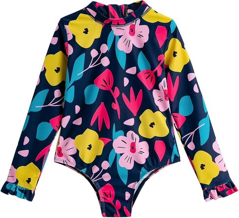 بدلة سباحة BIKINX للفتيات الصغيرات بسحاب قطعة واحدة للأطفال من Rash Guard ملابس سباحة لطيفة بأكمام طويلة in Kuwait