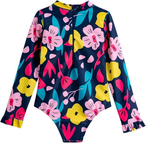 بدلة سباحة BIKINX للفتيات الصغيرات بسحاب قطعة واحدة للأطفال من Rash Guard ملابس سباحة لطيفة بأكمام طويلة in Kuwait