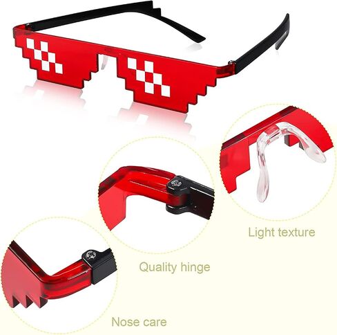 JINTOU 4 Pairs Pixel Sunglasses, Funny Sunglasses Mosaic glasses Thug Mulity-Color Plastic Cool Photo Props Party Accessories for Boys and Girls Adults, Pink in Saudi Arabia