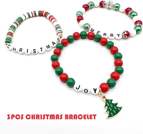 سوار عيد الميلاد للفتيات الوردي من BULKITEM، مجموعة أساور مجوهرات وردية قابلة للتكديس مطرزة بألوان قوس قزح للنساء والفتيات وحفلات الهدايا in Kuwait