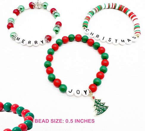 سوار عيد الميلاد للفتيات الوردي من BULKITEM، مجموعة أساور مجوهرات وردية قابلة للتكديس مطرزة بألوان قوس قزح للنساء والفتيات وحفلات الهدايا in Kuwait