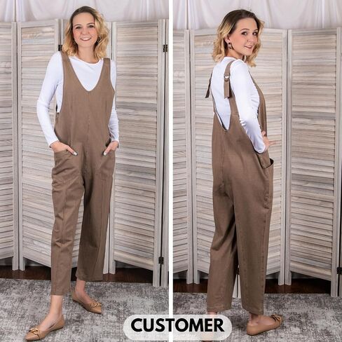 EXLURA Womens High Roller Denim Bib Jumpsuits Casual Loose Sleeveless Baggy Overalls Jeans Pants Jumpers with Pockets in Saudi Arabia
