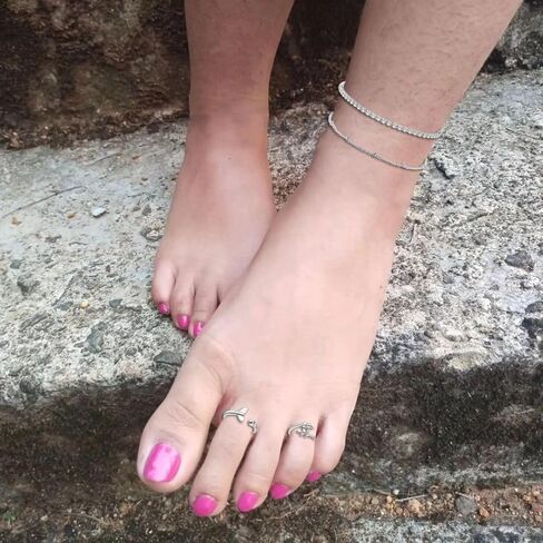 LOAYHOAY 18 قطعة الخلخال خاتم اصبع القدم للنساء الفتيات حجر الراين أساور الكاحل زهرة ورقة القلب مفتوح قابل للتعديل خواتم اصبع القدم الشاطئ مجوهرات القدم in Kuwait