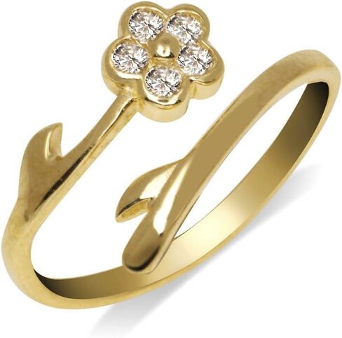 JewelryWeb - Solid 10K Gold Cubic Zirconia CZ Flower Wrap Toe Ring - 8mmx15mm - Adjustable toe rings for women - Foot Jewelry - Hypoallergenic and Non Tarnish - Beach Jewelry in Saudi Arabia
