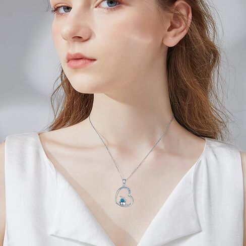 SVODEA أوبال السلاحف قلادة للنساء، 925 الفضة الاسترليني موجة المحيط وقلادة السلاحف البحرية لطيف قلادة القلب، عيد ميلاد عطلة الشاطئ مجوهرات للفتيات زوجة صديقة، 18 ''-20'' in Kuwait
