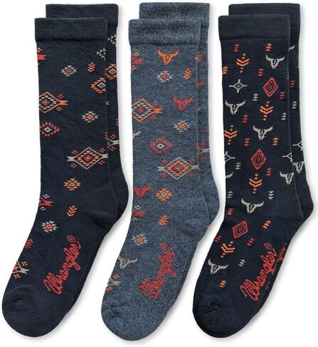 Wrangler Women's Western Pattern Seamless Cushion Crew Socks 3 Pair Pack in Saudi Arabia