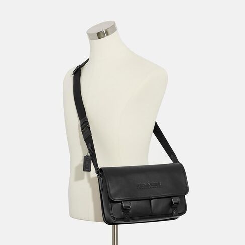 COACH Mens League Messenger Bag in Smooth Leather, Black in Saudi Arabia