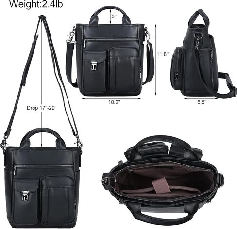 TIDING Genuine Leather Shoulder Bag for Men Large Crossbody Bag Work Business Messenger Bag Man Purse Fits 11 Inch Tablet in Saudi Arabia