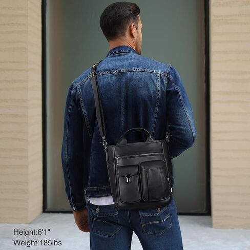 TIDING Genuine Leather Shoulder Bag for Men Large Crossbody Bag Work Business Messenger Bag Man Purse Fits 11 Inch Tablet in Saudi Arabia