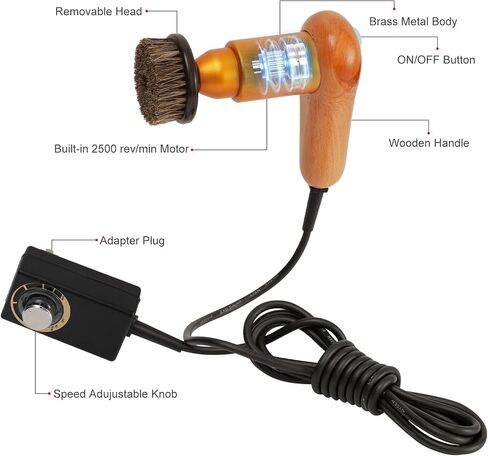 75W Power Electric Shoe Polisher, Adjustable 6 Speed Electric Polisher, Perfect for Leather Shoes and Sneakers, 3 Brush Heads,Time-Saving Solution for Shoe Cleaning in Saudi Arabia