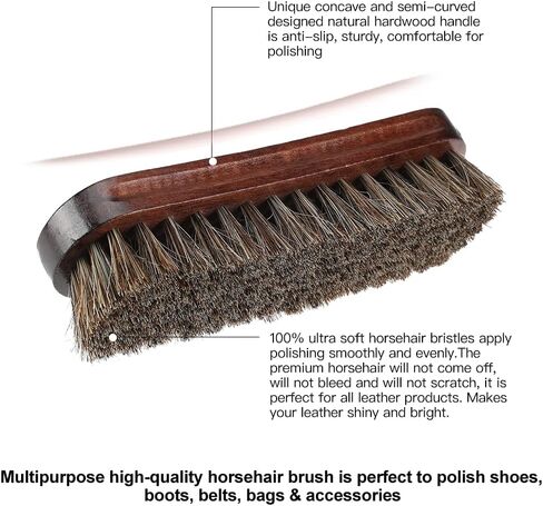 Horsehair Shoes Shine Brush, Soft Horse Hair Bristles Leather Clean & Care Brushes with Comfortable Grip for Shoes, Boots, Coats and Bags - 2 Pack in Saudi Arabia