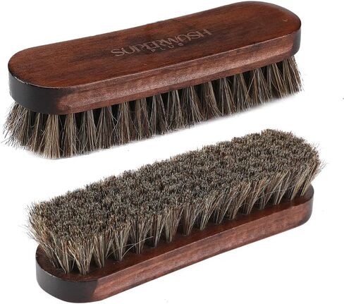 Horsehair Shoes Shine Brush, Soft Horse Hair Bristles Leather Clean & Care Brushes with Comfortable Grip for Shoes, Boots, Coats and Bags - 2 Pack in Saudi Arabia
