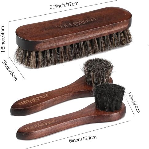 Horsehair Shoes Shine Brush, Soft Horse Hair Bristles Leather Clean & Care Brushes with Comfortable Grip for Shoes, Boots, Coats and Bags - 2 Pack in Saudi Arabia