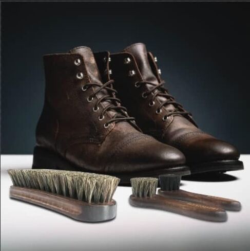 Horsehair Shoes Shine Brush, Soft Horse Hair Bristles Leather Clean & Care Brushes with Comfortable Grip for Shoes, Boots, Coats and Bags - 2 Pack in Saudi Arabia
