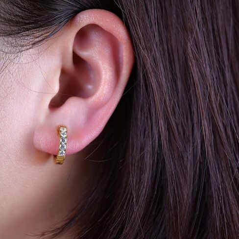 Limerencia Hypoallergenic Implant Grade Titanium G23 Huggie Hoop Earrings, 5A Cubic Zirconia Pure Titanium Hoops for Women Girls Sensitive Ears in Saudi Arabia