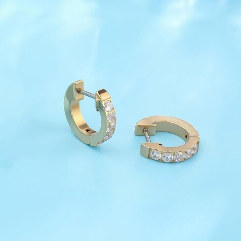 Limerencia Hypoallergenic Implant Grade Titanium G23 Huggie Hoop Earrings, 5A Cubic Zirconia Pure Titanium Hoops for Women Girls Sensitive Ears in Saudi Arabia