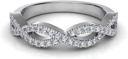 خاتم زفاف بريفيلي 18 قيراط مطلي بالذهب الأبيض 925 من الفضة الإسترليني 0.50 قيراط إنفينيتي مقلد بالماس مويسانيتي للنساء in Kuwait