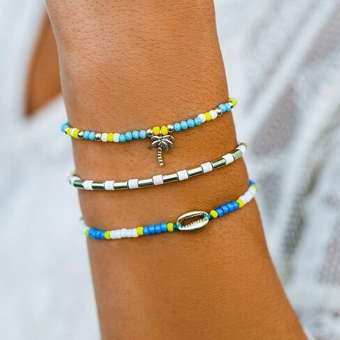 Pura Vida Glowing Palms Style Bracelet Pack - Stackable Bracelets for Women & Teen Girls - Handmade Accessories, Adjustable Bands - Multicolor, Set of 3 in Saudi Arabia
