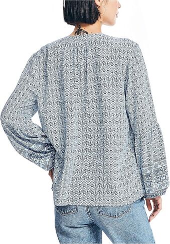 Nautica Women's Sustainably Crafted Printed Split-Neck Top in Saudi Arabia