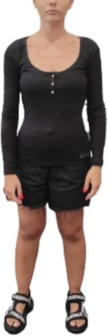 GUESS Women's Essential Long Sleeve Karlee Jewel Button Henley in Saudi Arabia