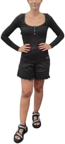 GUESS Women's Essential Long Sleeve Karlee Jewel Button Henley in Saudi Arabia