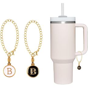 2Pcs Personalized Letter Charm for Stanley Simple Modern Tumbler 40oz with Handle ID Plate Initial Letter Chain Gift for Women Jewelry