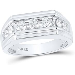 Jewels By Lux الصلبة 10K الذهب الأبيض للرجال جولة الماس شقة أعلى خاتم الزواج 1 قيراط in Kuwait