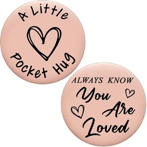 MIXJOY Positivity Little Pocket Hug Token تذكير ملهم، هدايا رصينة، هدايا الأوقات الصعبة، هدايا الدعم الكيميائي لمرضى السرطان للنساء والرجال مع سلسلة مفاتيح من جلد البولي يوريثان (ذهبي وردي) in Kuwait