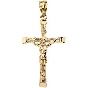 CaliRoseJewelry قلادة من الذهب الأصفر على شكل يسوع على الصليب الصليبي in Kuwait