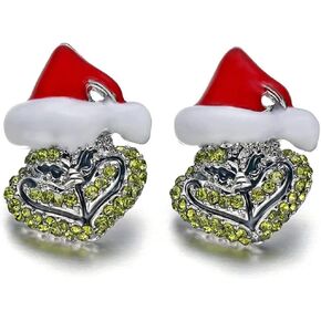Blingsoul Green Monster Santa Earrings - Claus Anime Christmas Hat Xmas Stud Holiday Jewelry For Women in Saudi Arabia