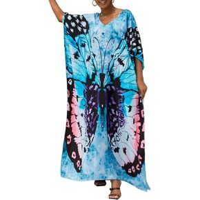 Eddoyee Kaftan Dresses for Women Print Caftans Swimsuit Cover Up Casual Long Beach Loungewear Dress