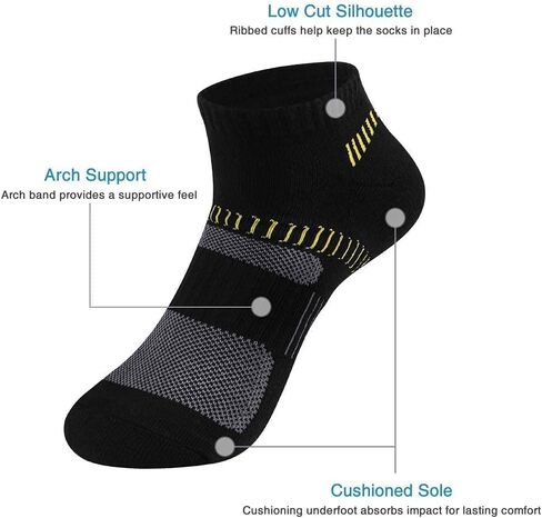 جوارب BERING اليومية للرجال مبطنة منخفضة القطع للكاحل للجري والرياضة والجولف (6 أزواج) in Kuwait