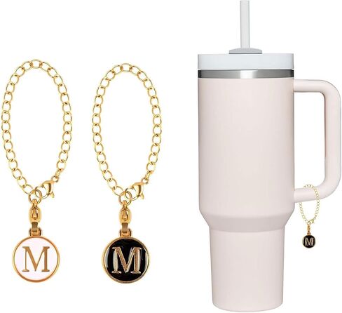 2Pcs Personalized Letter Charm for Stanley Simple Modern Tumbler 40oz with Handle ID Plate Initial Letter Chain Gift for Women Jewelry in Saudi Arabia