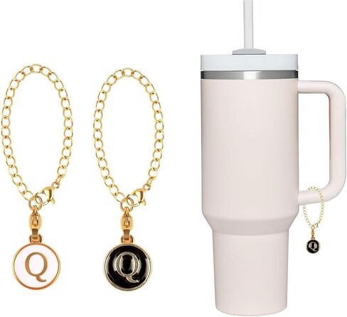 2Pcs Personalized Letter Charm for Stanley Simple Modern Tumbler 40oz with Handle ID Plate Initial Letter Chain Gift for Women Jewelry in Saudi Arabia